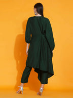 Women Republic Green Fusion Style Kurta With Hand Embellishment And Pants - Distacart