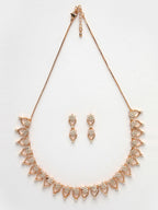 NVR Women's Gold-Polished American Diamond-Studded Handcrafted Jewellery Set