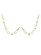 NVR Pearl Studded Classic Gold-Polished 2 Line Ear Chain Ear Cuff