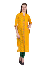 Cheera Hand Block Print Mustard Straight Kurta (MAAI-059K)