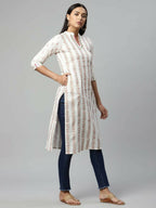 Ahalyaa Womens Off White Color Pure Cotton Printed Kurtas - Distacart