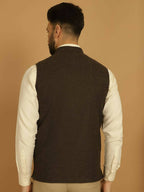 Even Apparels Pure Wool Nehru Jacket - Brown