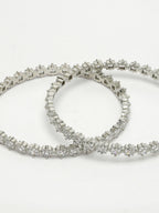 NVR Women's Set of 2 Silver-Plated CZ Stone-Studded Handcrafted Bangles - Distacart