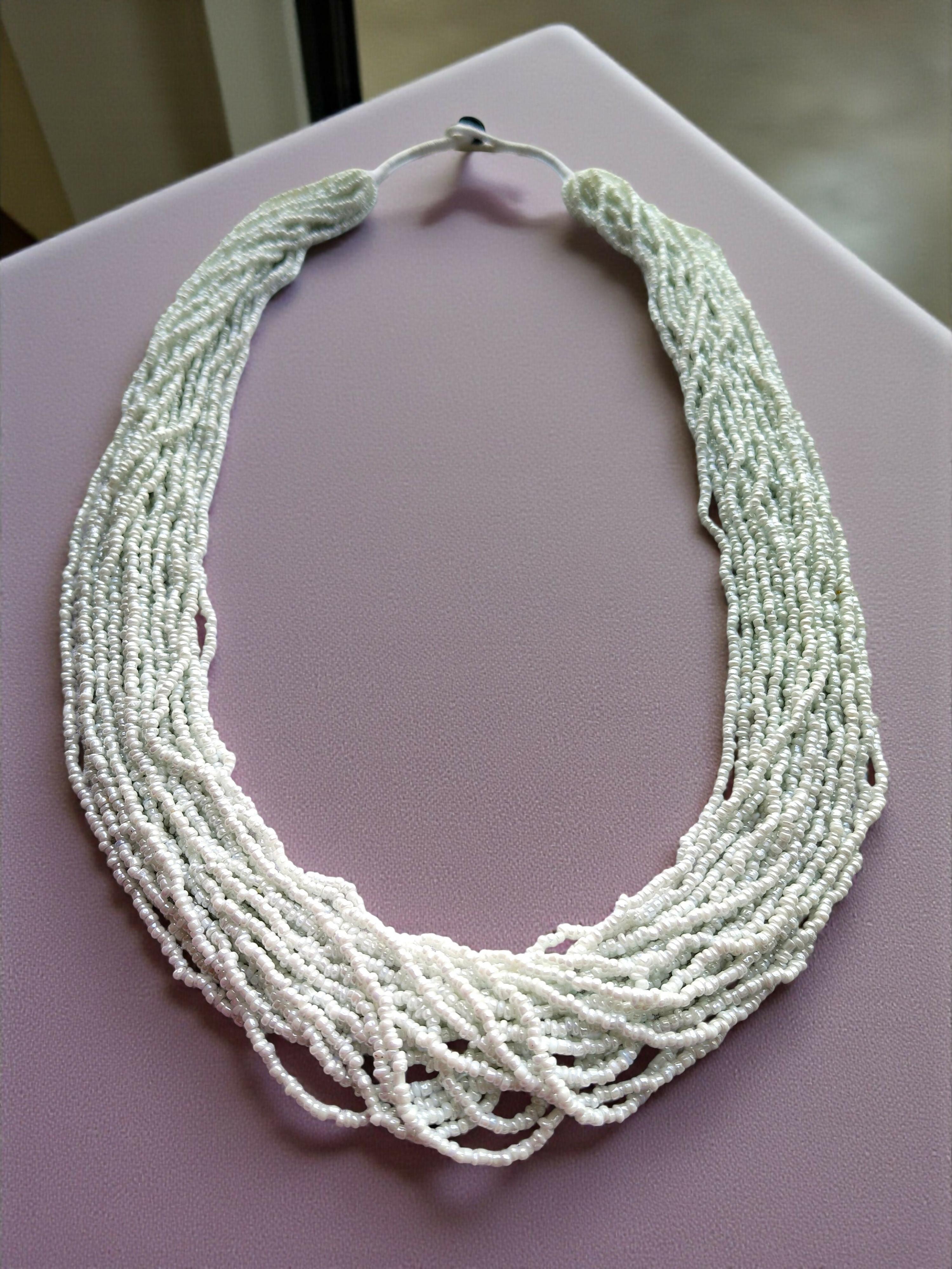 Inhanns Rangsaaz 20-Layer Luxe Long Beaded Only Necklace - White Long Only Necklace