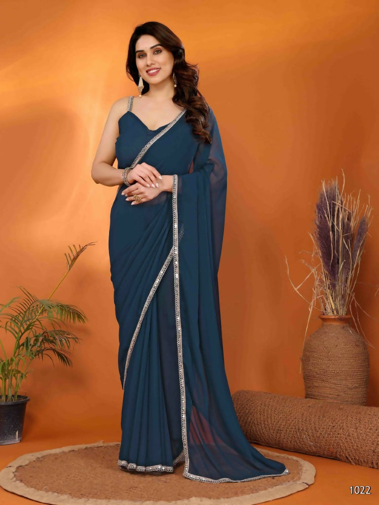Designer Partywear Rama Georgette Fancy Saree - Durga