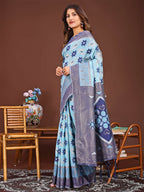 Shree Shyam Fashion Sajni Sky Blue Linen Cotton Saree