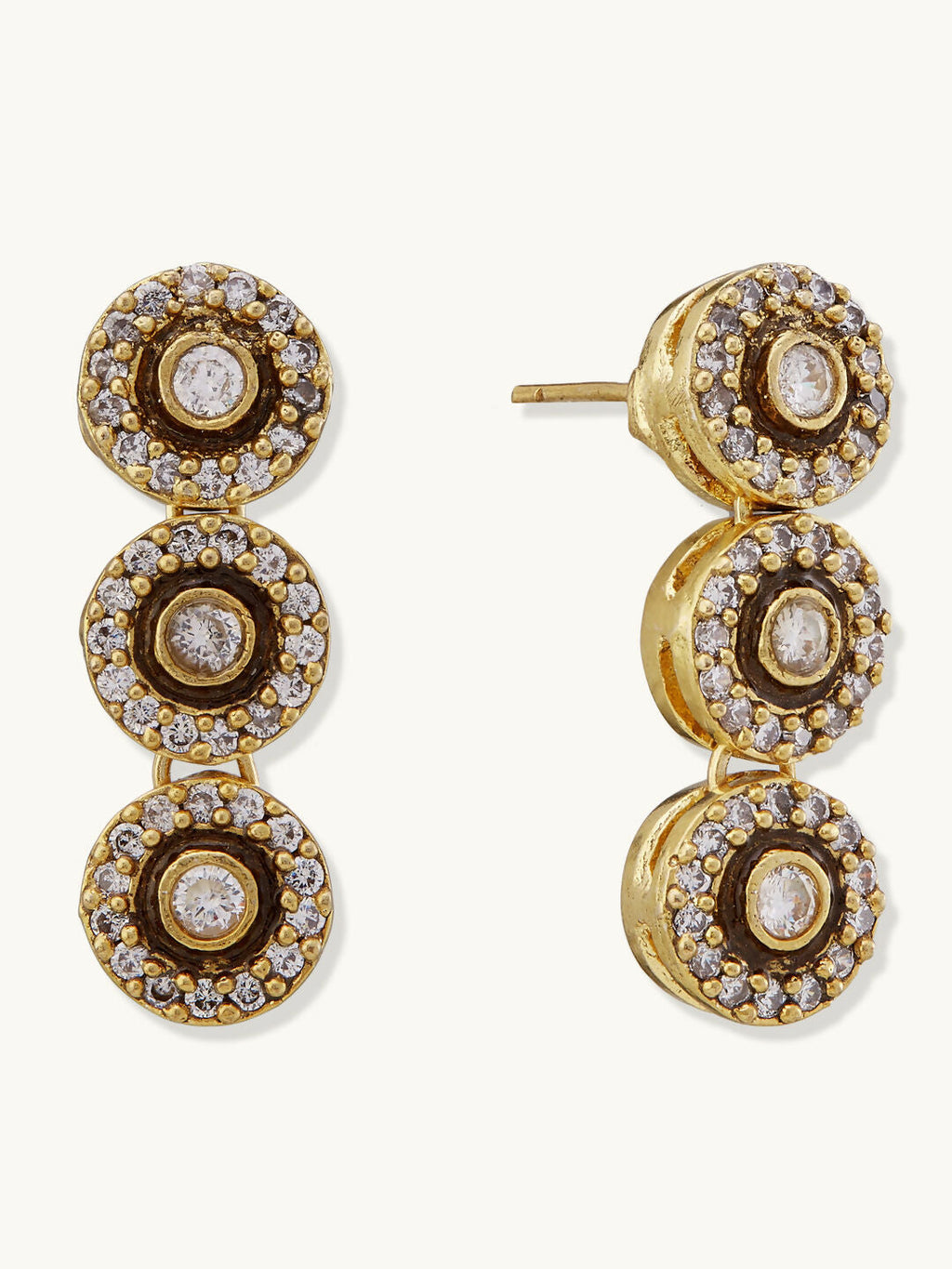 Nuyug 22K Gold-Plated Zircon Studded Enamel Embellished Dual Layered Necklace Set