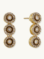 Nuyug 22K Gold-Plated Zircon Studded Enamel Embellished Dual Layered Necklace Set