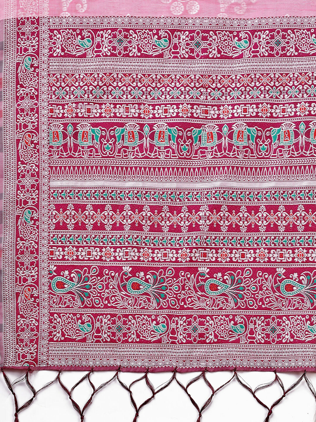 Shree Shyam Fashion Anaya Pink Linen Cotton Saree