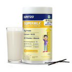 Gritzo SuperMilk Growth+ (Formerly Height+) Unsweetened Drink Mix (10-12y Girls), 12g Protein Powder Creamy Vanilla