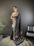 Joban Fashion Black Meenakari Banarasi Silk Sarees
