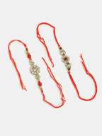 NVR Men Set of 2 Gold-Toned Stone-Studded Rakhi With Roli Chawal - Distacart