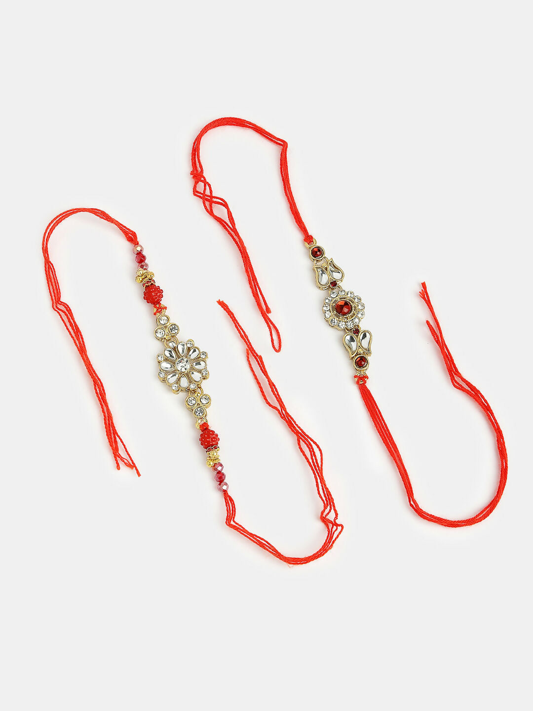 NVR Men Set of 2 Gold-Toned Stone-Studded Rakhi With Roli Chawal - Distacart