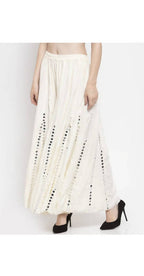 Mominos Fashion White Mirror Palazzo