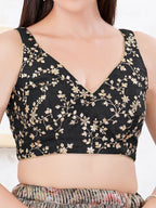 Joban Fashion Black Mulberry Silk Sleeveless Back Open Blouse