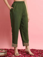 Vellora Green Silk Blend Readymade Suit for Everyday Elegance