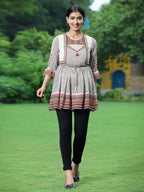 Juniper Women's Ivory Georgette Geometric Printed Tunic - Distacart