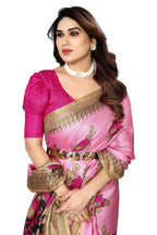 Vamika baby pink Printed Art Silk Saree