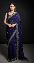 Joban Fashion Blue Fandy Satin Silk Party Wear Sarees - Distacart