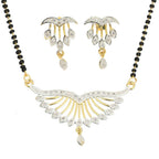 AanyaCentric Gold-plated Mangalsutra Pendant Earring Set & Silver Plated Anklet - Distacart