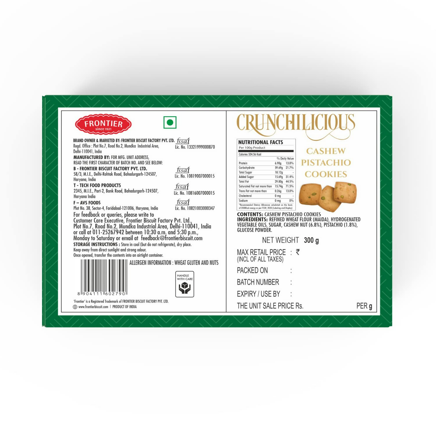 Frontier Biscuits - Cashew Pistachio Cookies
