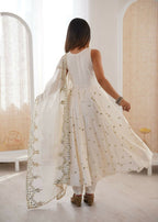 Teeya Creation White Color Roman Silk Embroidery Work Party Wear Gown - Distacart