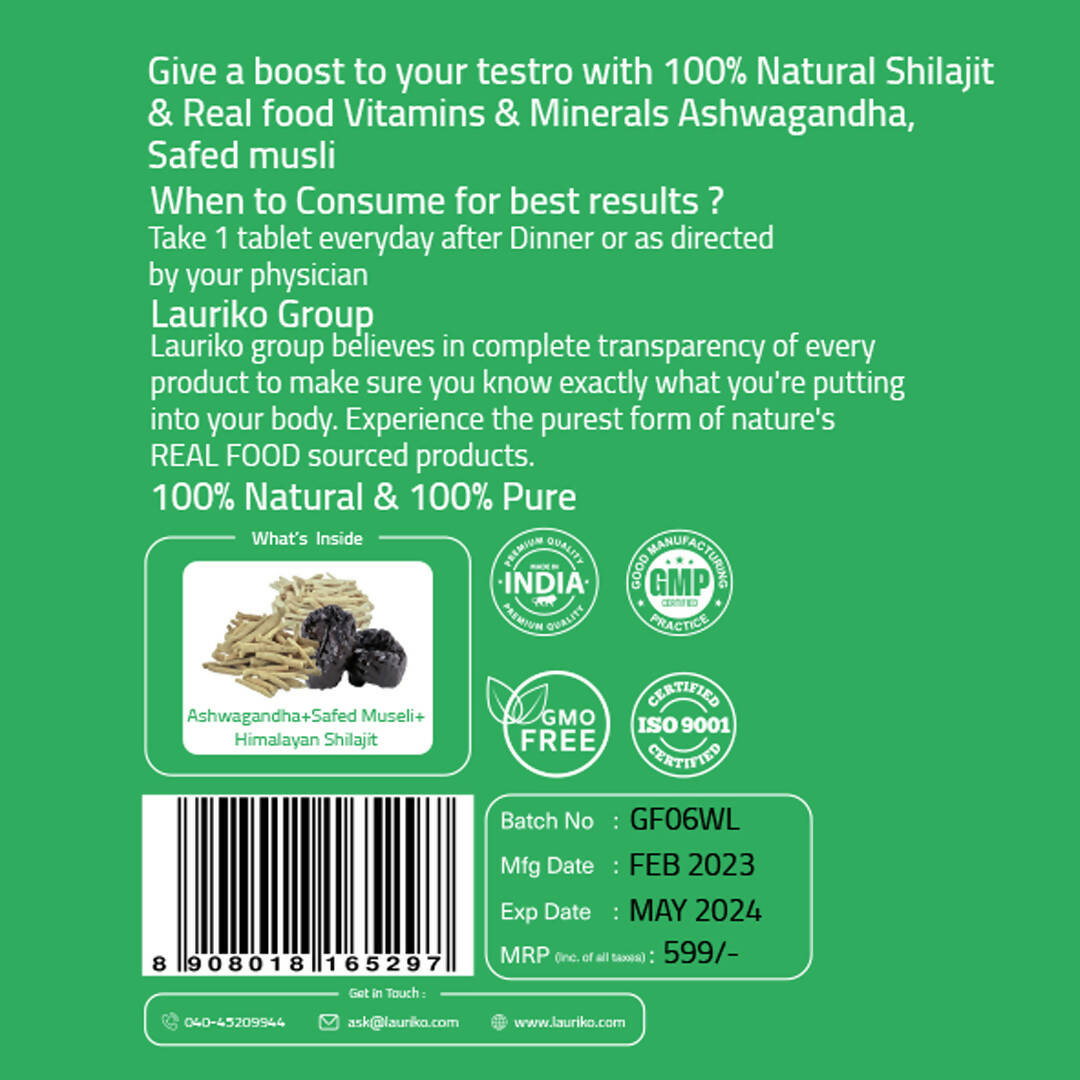 Laurik Testosterone Himalayan Sj, Ashwagandha, Safed Musli, Maca Root, And Korean Red Ginseng Tablets - Distacart
