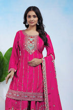 Teeya Creation Pink Color Chinon Silk Wedding Wear Trending Palazzo Set - Distacart