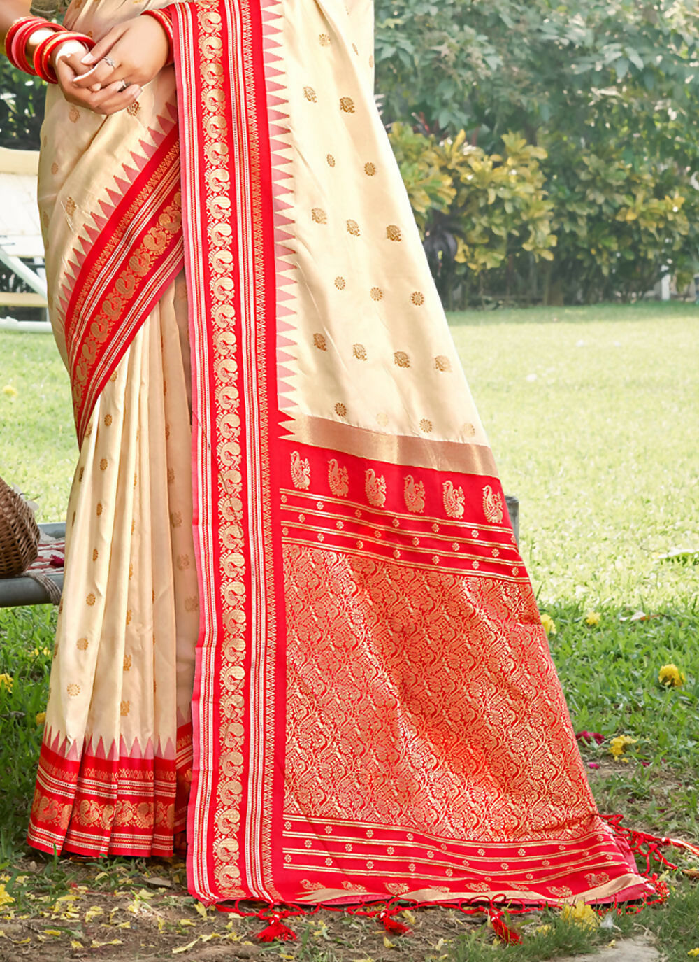 Shree Shyam Fashion Cream Soft Silk Saree - Distacart