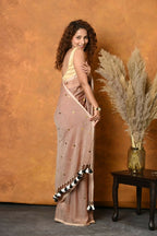 Very Much Indian Pure Mul Cotton Handloom Saree - Khakhi - Distacart