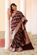 Joban Fashion Coco Brown Banarasi Soft Pure Handloom Banarasi Silk Saree