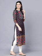 Myshka Women Multicoloured Ethnic Motifs Printed Mirror Work Kurta - Distacart