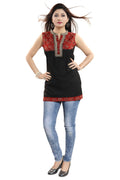 Snehal Creations Terrific Black Rayon Cotton Sleeveless Tunic Top - Distacart