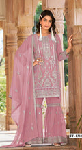 Anaita Pink Nylon Organza Suit With Embroidery & Mirror Work - Distacart