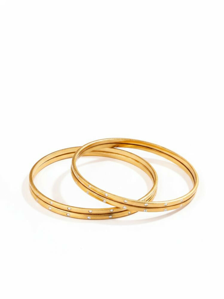 NVR Women Set of 4 Gold Plated Handcrafted CZ Studded Bangle - Distacart