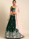 House of Panchhi Green Georgette Sequins and thread embroidery Lehenga choli & Dupatta