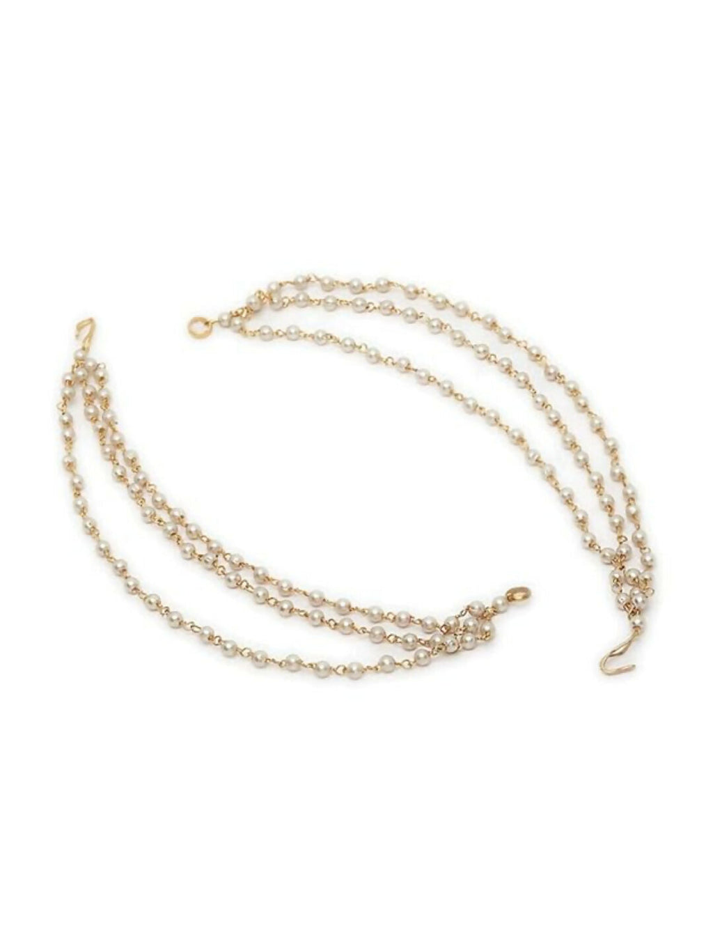 NVR Pearl Studded Classic Gold-Polished 3 Line Ear Chain Ear Cuff