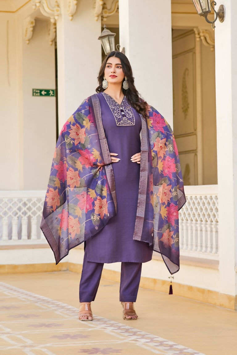 Festive Wear Ethnic Purple vetigun Stitched Suit With Dupatta - Nisha
