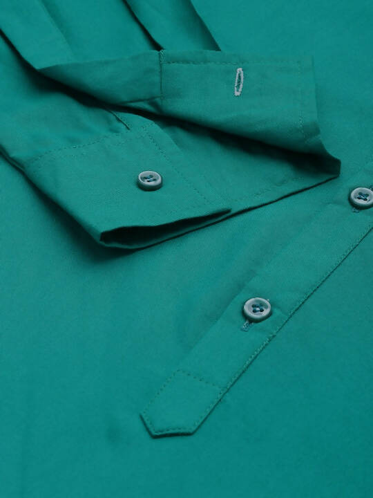 Sea Green Men Rayon Solid Opaque Casual Shirt - Mahotsav