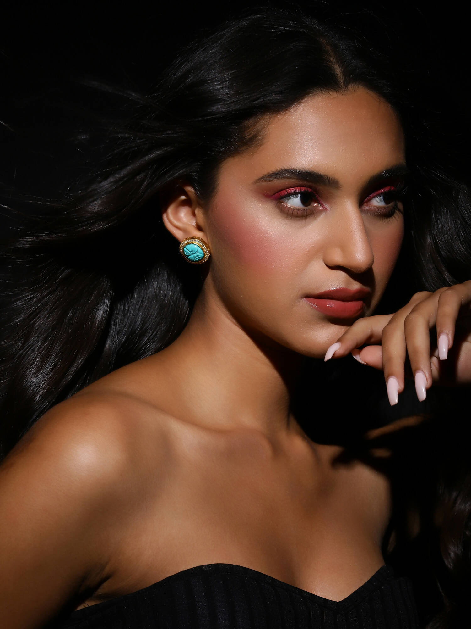 Blue Gold Plated Handcrafted Studs Earrings - Ruby Raang - Distacart