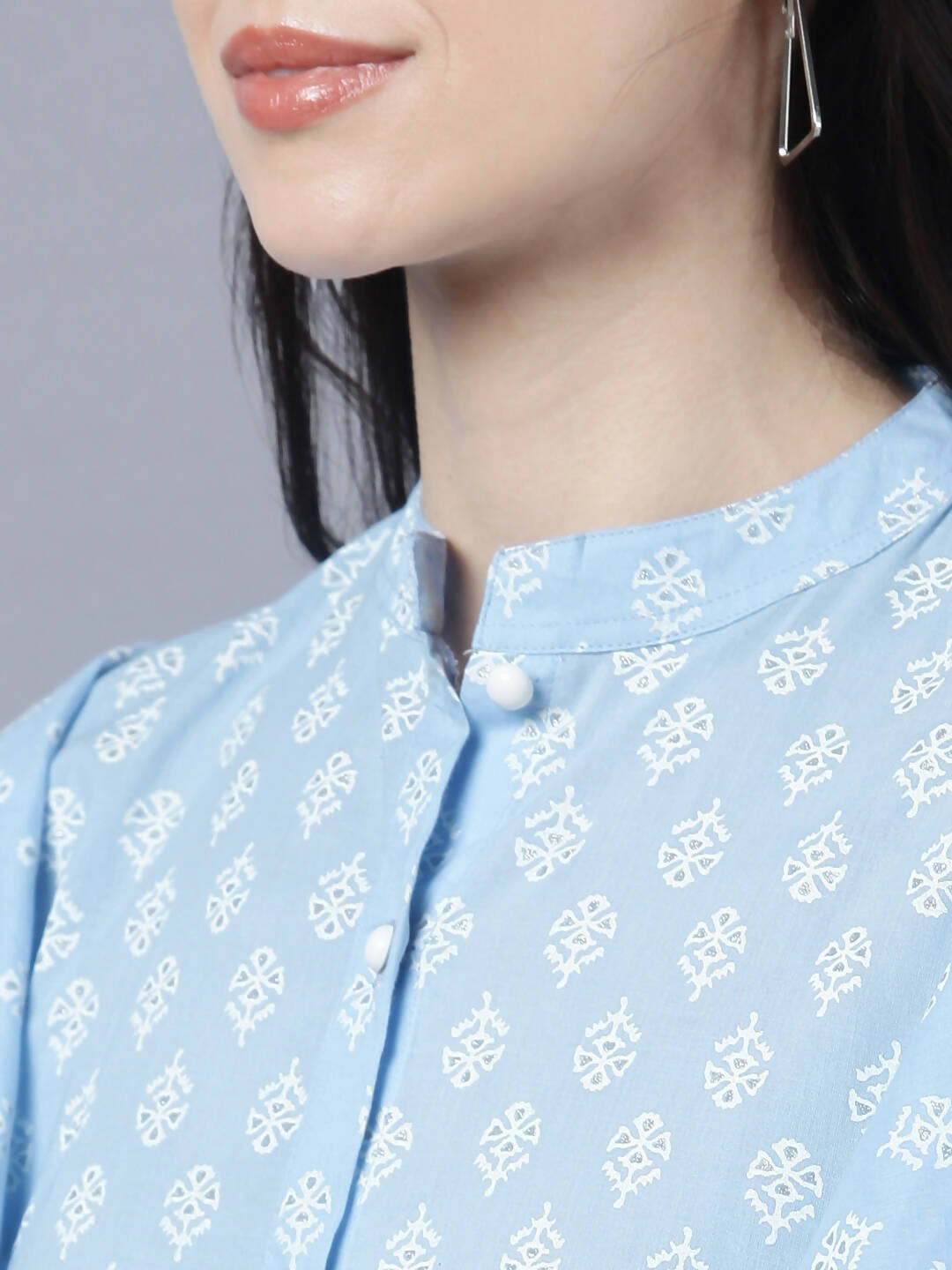 Myshka Stylish Blue Cotton Half Sleeve Women's Top - Distacart