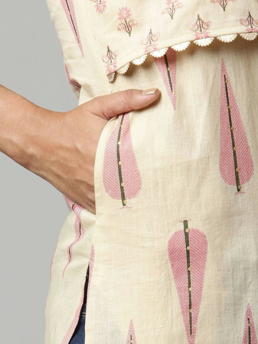 Ahalyaa Womens Chiku Pure Cotton Printed Kurtas - Distacart