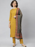 Janasya Mustard Yellow Regular Gotta Patti Kurta with Trousers & With Dupatta - Distacart