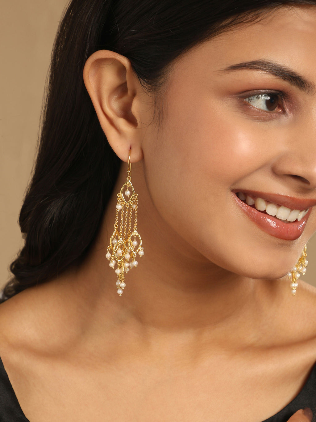 Nuyug 18k String of Pearls Gold Anti Tarnish Earrings - Distacart