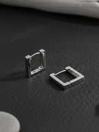 NVR Men's Silver Plated Geomatric Shaped Hoop Earrings - Distacart