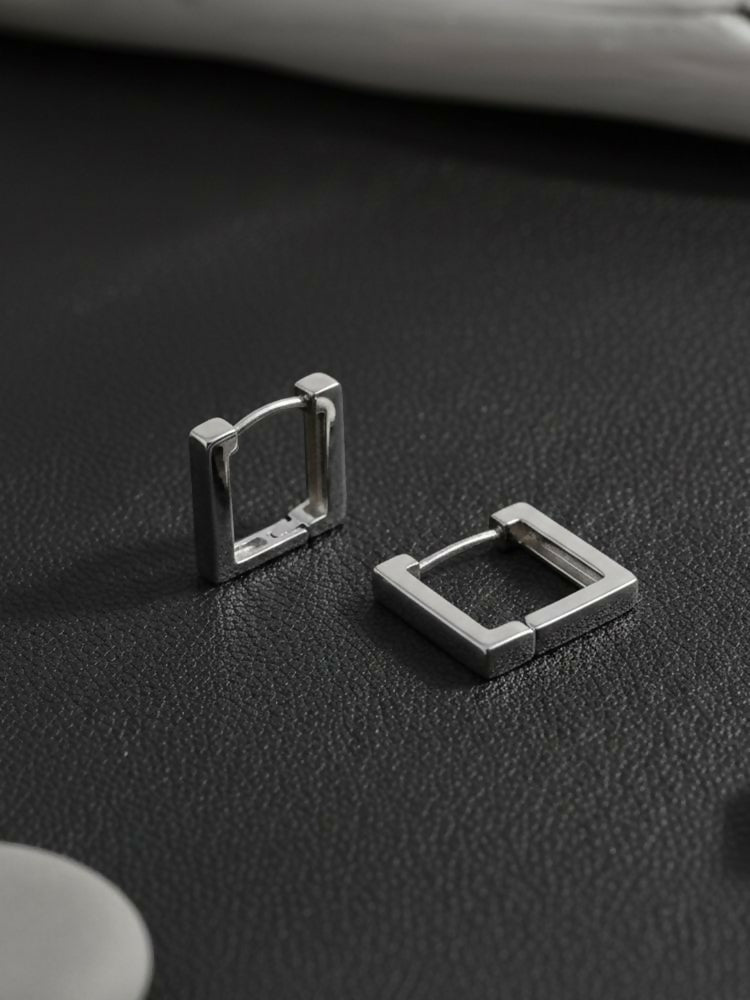 NVR Men's Silver Plated Geomatric Shaped Hoop Earrings - Distacart