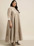 Juniper Women`S Beige Rayon Festive Wear Printed Anarkali Kurta - Distacart