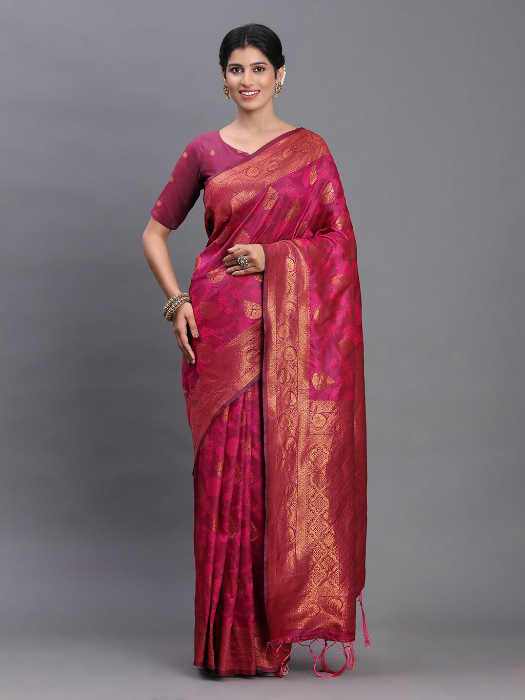 Shree Shyam Fashion Silk Pink Saree - Distacart