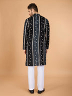 Vastranavya Black Exclusive Festival Wear Pure Viscose Rayon Sequence & Foil Mirror Heavy Embroidered Work Kurta