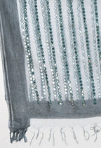 Mominos Fashion Moeza Women's Orgenza Mirror Stripe Thread Work Grey Dupatta - Distacart